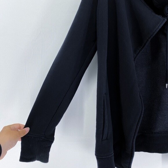 Athleta black wrapper’s delight jacket french terry funnel neck open front - Picture 7 of 9